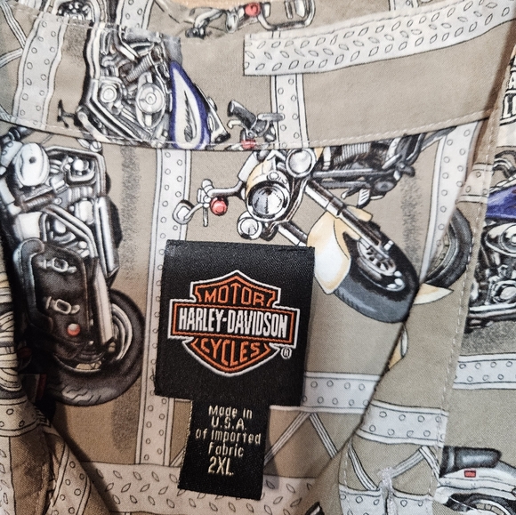 Harley Davidson Motorcycle All Over Print Button Shirt Size 2XL - Picture 4 of 8